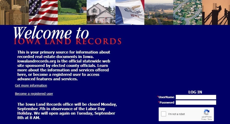 Iowa Land Records portal login